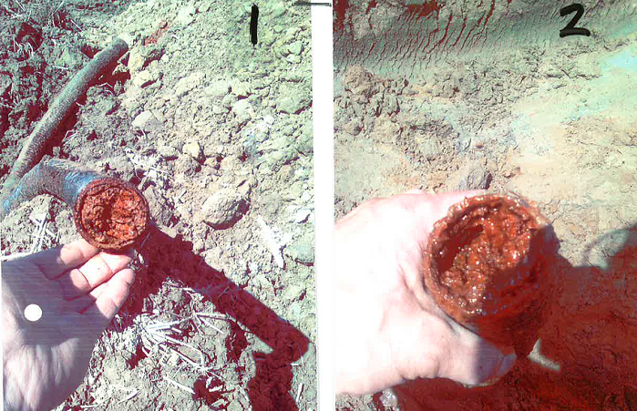 Sugegrøftene var så å si tette av jernutfellinger. Begynnende oppbløting og utvasking lot seg imidlertid gjøre.