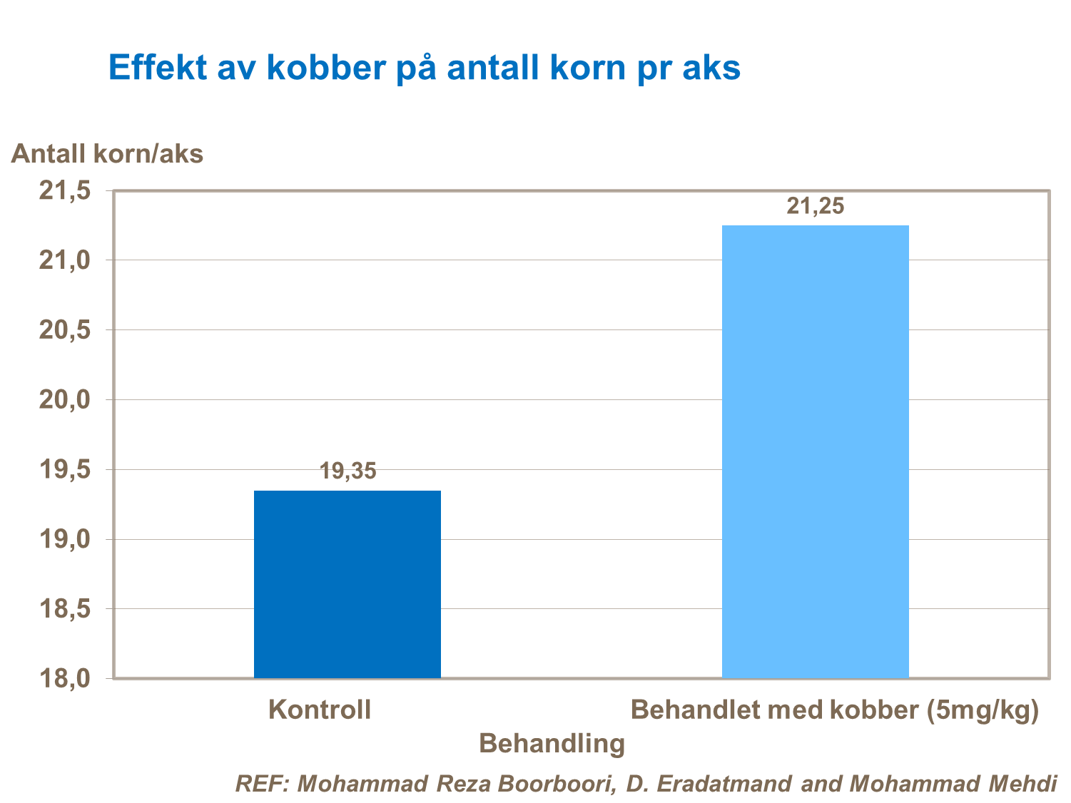 Kobber - antall korn pr aks - bygg